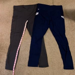 2 Pairs of Fabletics 7/8 Length Workout Leggings - Medium Size